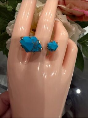 Kendra Scott Gold Open Ring with Turquoise Blue Stones